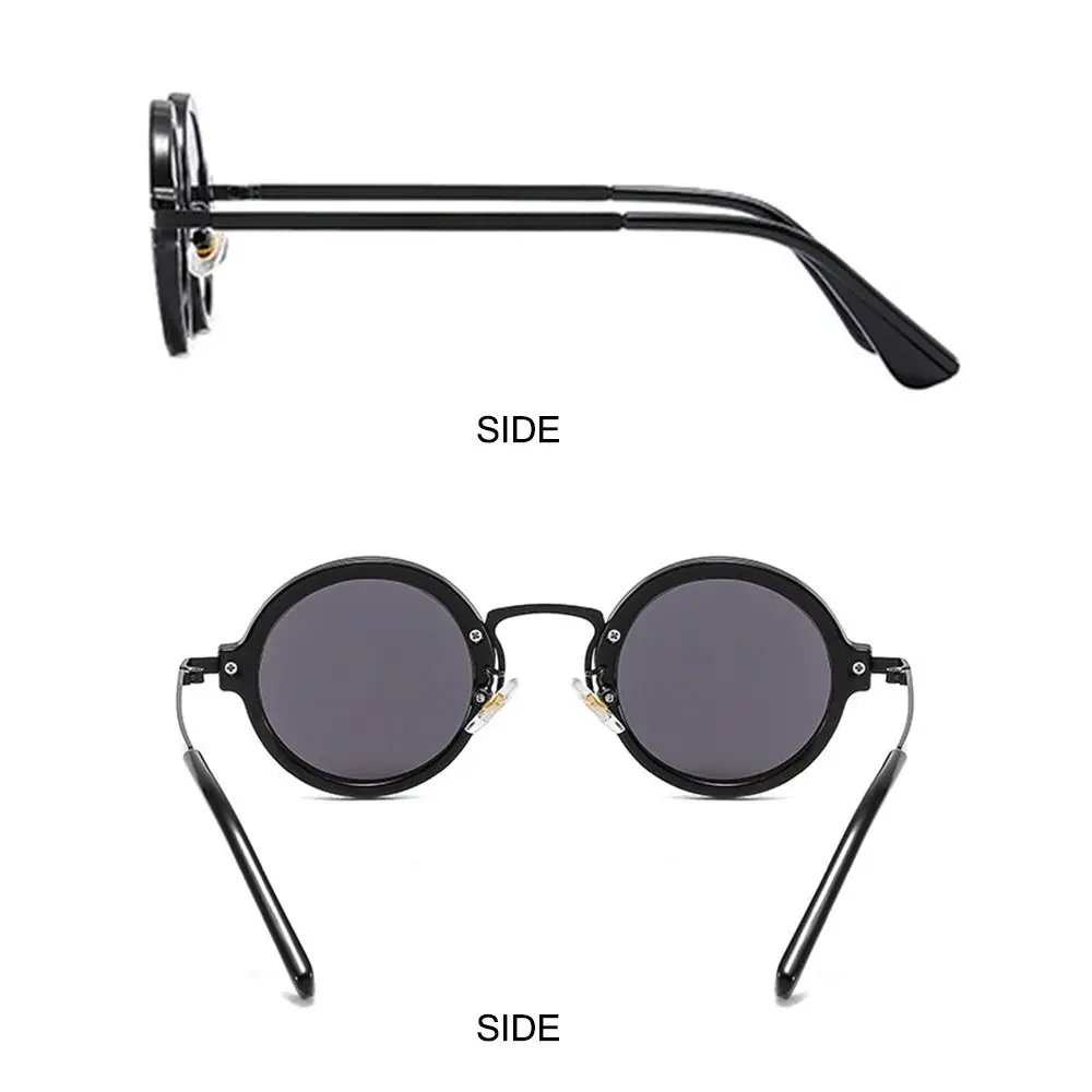 Round Frame Punk Style Sunglasses Hip-Hop UV Protection Metal and PC Hybrid Frame Sun Glasses Street Shooting Eyewear