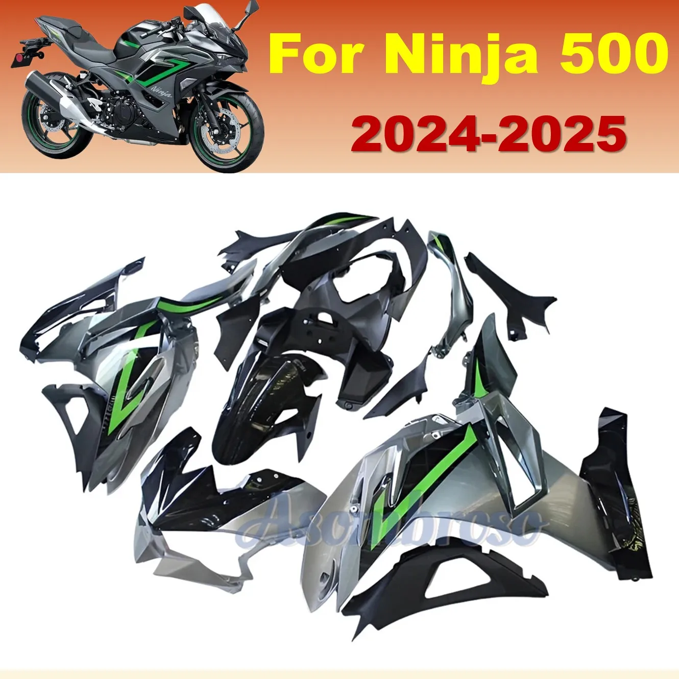 

Комплект обтекателей мотоцикла для Kawasaki Ninja 500 2024 2025 Ninja 500 24 25 EX500, серый, черный комплект кузова