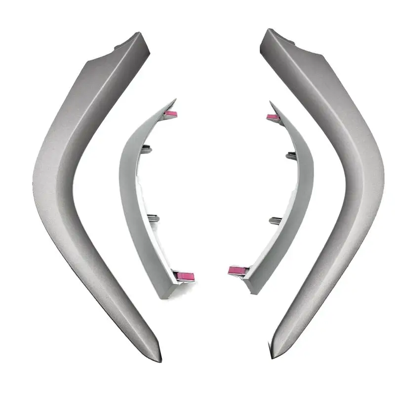 A85E-1Set Center Air Vents Chrome Trim Strip For Toyota Corolla Altis 2007-2013 Dashboard Lower+Upper Trim Cover Silver Grey