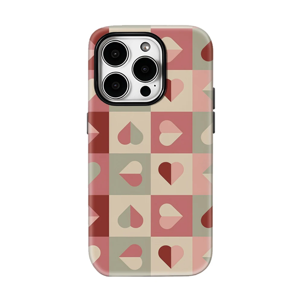 

Checker Hearts Phone Case for IPhone 17 16 15 14 13 Pro Max Plus for Magnetic Single Double-layer Tough Case