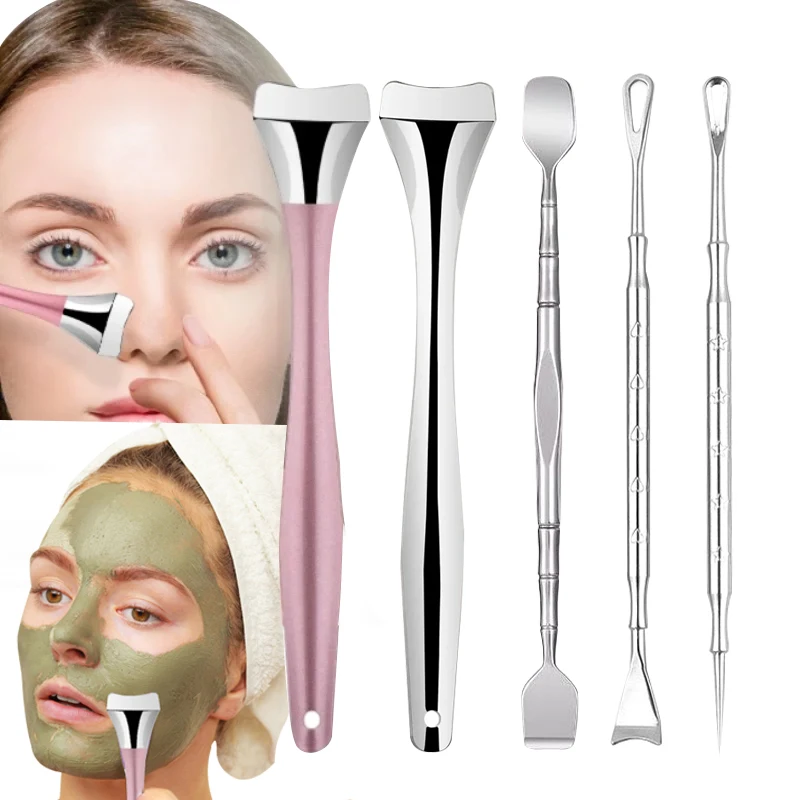 Stainless Steel Blackhead Removal Tool Double-Headed Face Scraping Acne Needle Pore Cleansing Tools Face Blemish Extractor Tools
