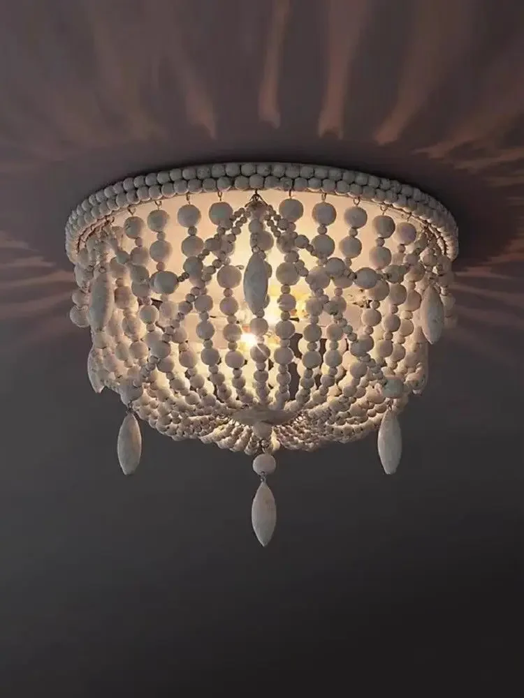 

Vintage Ceiling Light Handwoven Cream Style French Bedroom Living Room Lighting