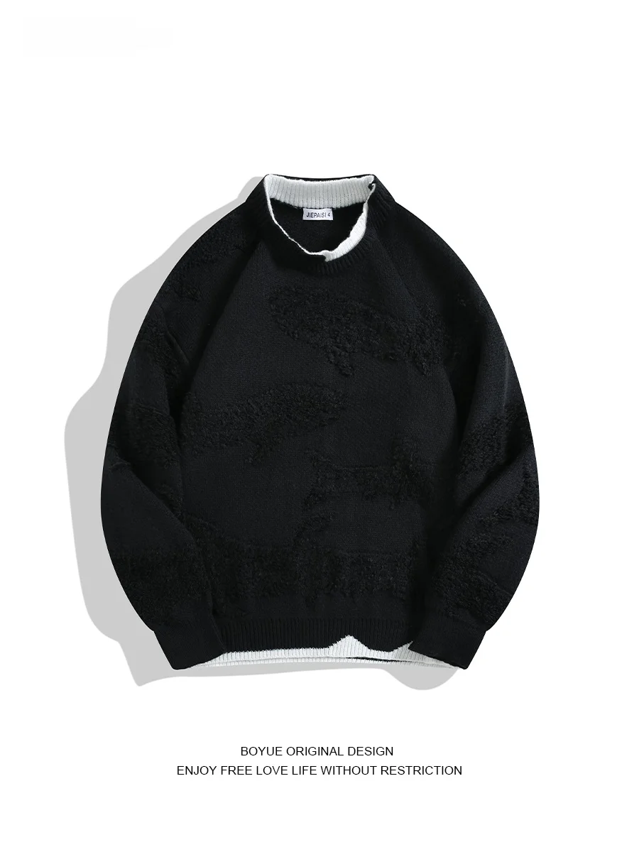 

Свитер Boyue в японском стиле, вязаный, с цветочной вышивкой, повседневный, универсальный, теплый, модный, для мужчин и женщин, молодежный, с круглым вырезом...