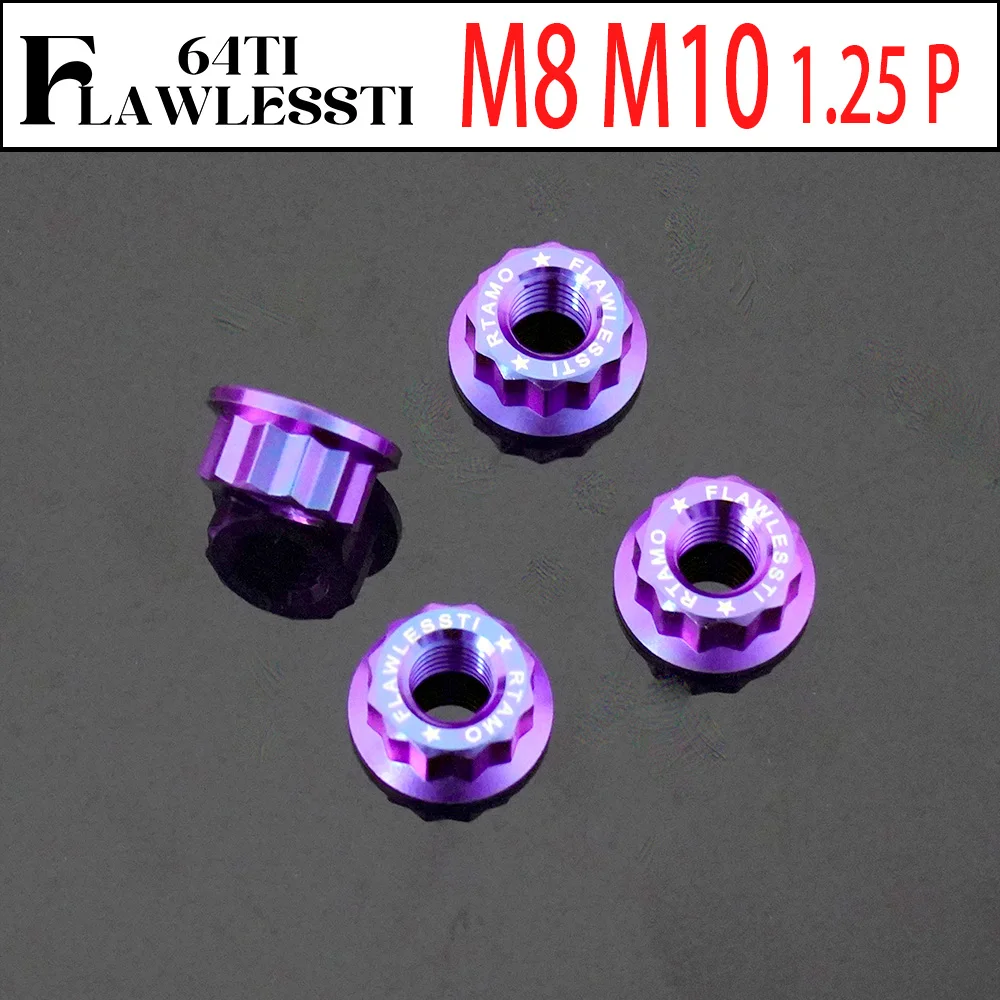 FLAWLESSTI M8 M10 Gr5 Nakrętka tytanowa Dźwignia amortyzatora Nakrętka zębatki Do Honda Wave 125i Yamaha Xmax 300 Tmax 560 Kawasaki