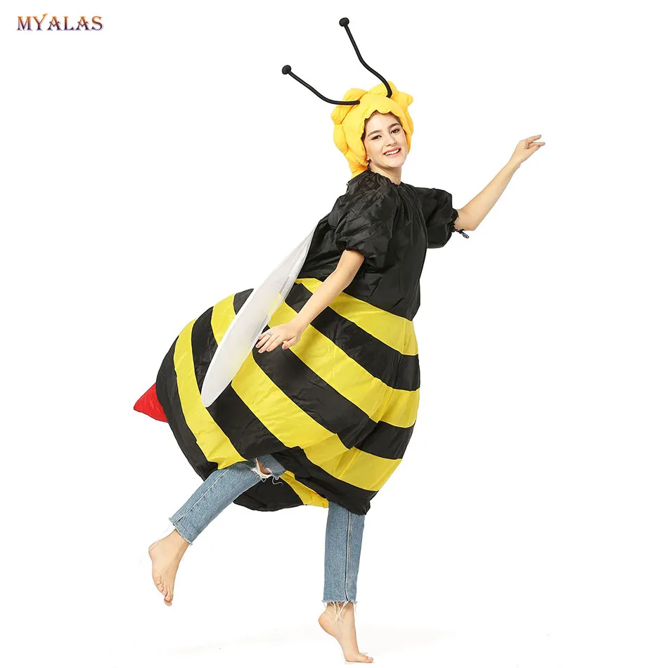 Inflatable Bumble Bee Costume Fancy Dress Suit Party Cloth for Adults Women Blowup Christmas Honeybee Outfits Adults Garment