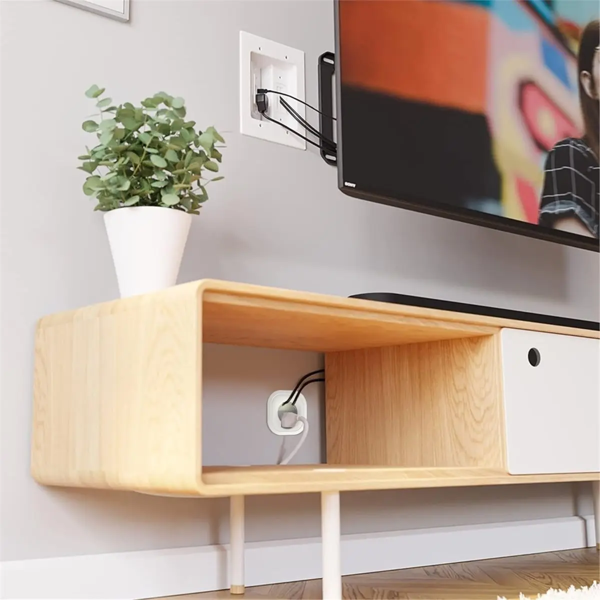 Home Tool In Wall Cable Management Kit, USB & Type C PortsTV Cord Hider & Cable Hider, Wire Hider with Recessed Power US Plug