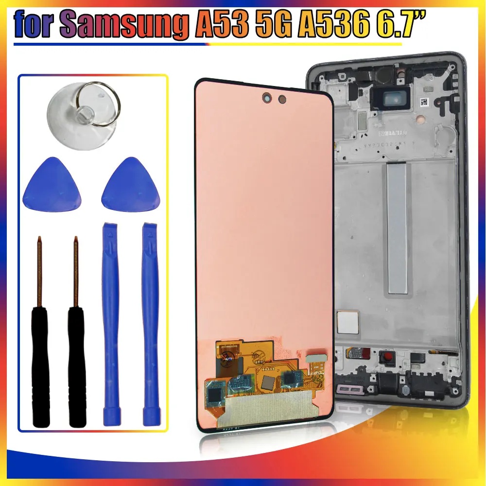 New AMOLED LCD for Samsung Galaxy A53 5G A536B LCD Display Touch Screen Digitizer Assembly Replacement for Samsung A536E LCD