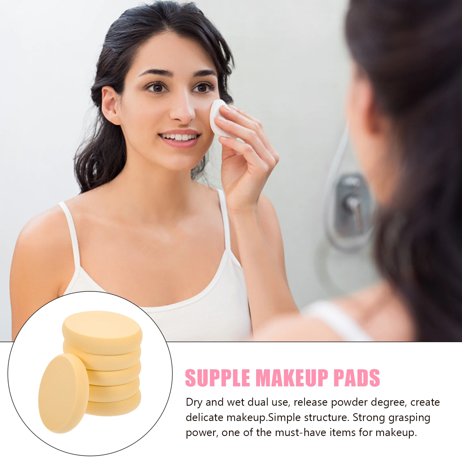 

6pcs Oval Powder Puff Makeup Cushion Supple Compact Face Beauty Lightweight Dual Use For Foundation Pads Girls