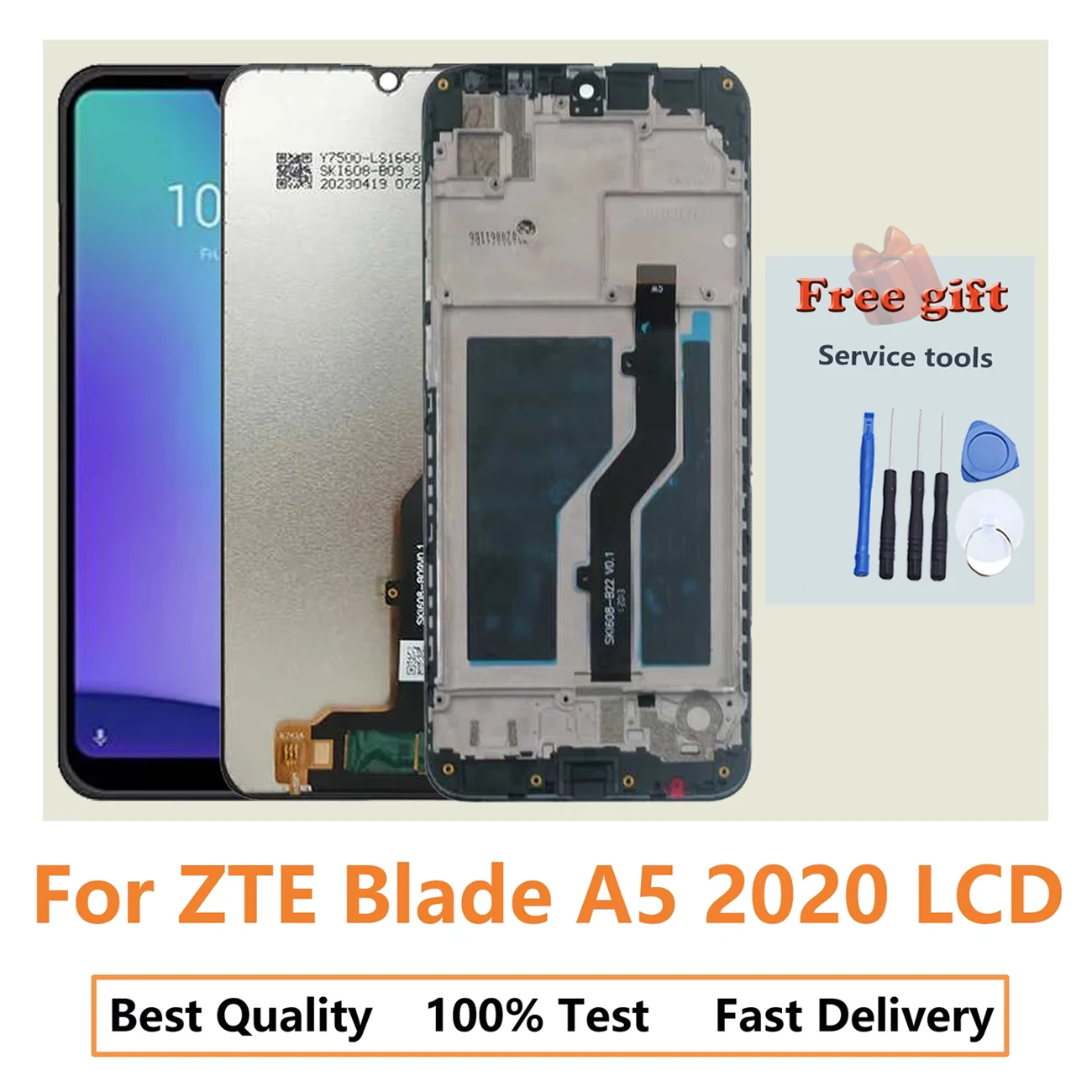 Original For ZTE Blade A5 2020 Full With Frame Touch Screen Repair Parts Digitizer Assembly Replacement LCD Display