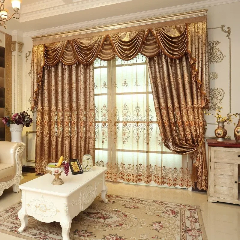 European Customized Curtains for Living Dining Room Water-soluble Embroidery Curtains Luxury Curtains for Bedroom Windows Home