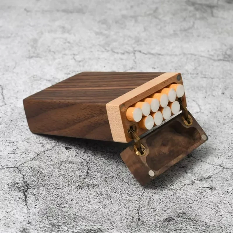 

Walnut Wood Cigarette Case Box Holder Container Cigarette Box Case Wooden Cigarette Storage Box Case Smoker Gift