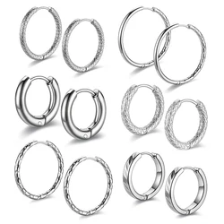 1 Pair Stainless Steel Ear Buckle Earrings For Women Steel-Color Fadeless Hypoallergenic Hoop Earring Jewelry