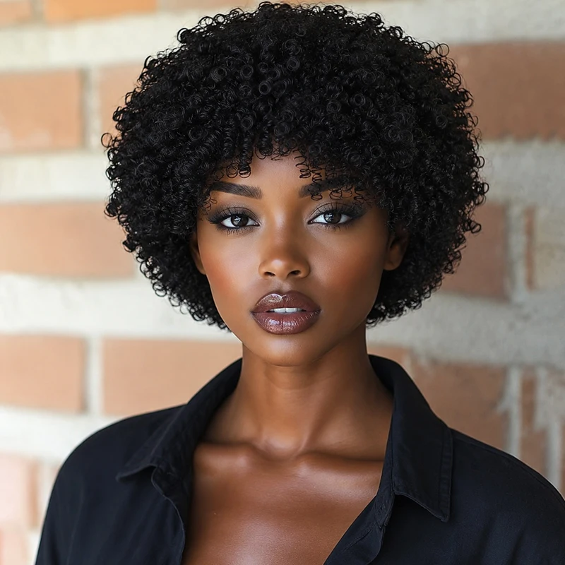 Black women's spiral curl wig, stylish, versatile, and breathable mesh cap design, suitable for various holiday occasions.