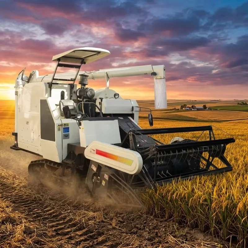 Self Propelled Mini Rice Combine Harvester CE Diesel Engine Low Grain Loss Small Farm Paddy Harvest Machine With Threshing