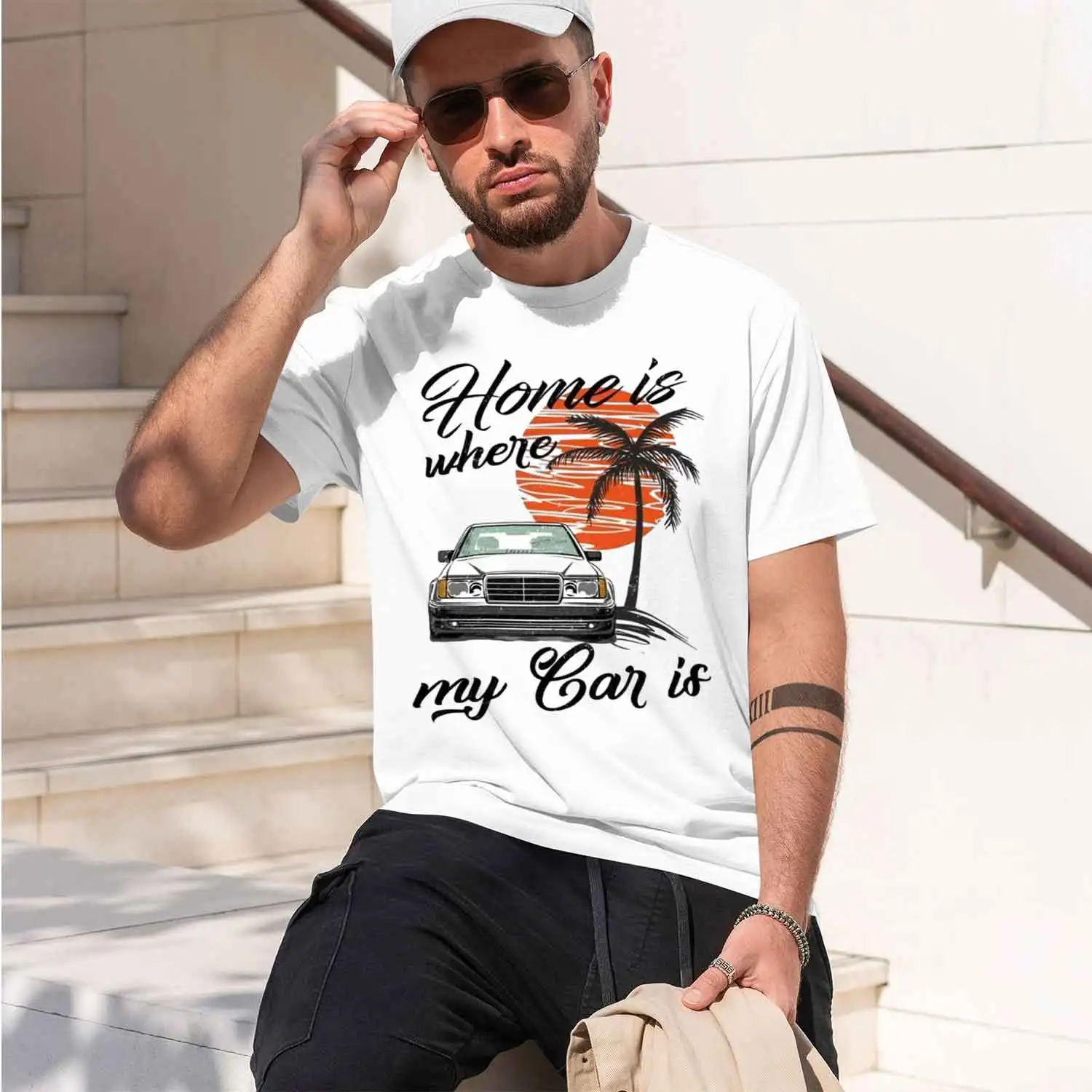 New Summer Fashion Men Short Sve W124 & Quot; y Style T-Shirt Sport Casual White Tops Vintage Car Hip HopTees 2026 New Model Men view 2