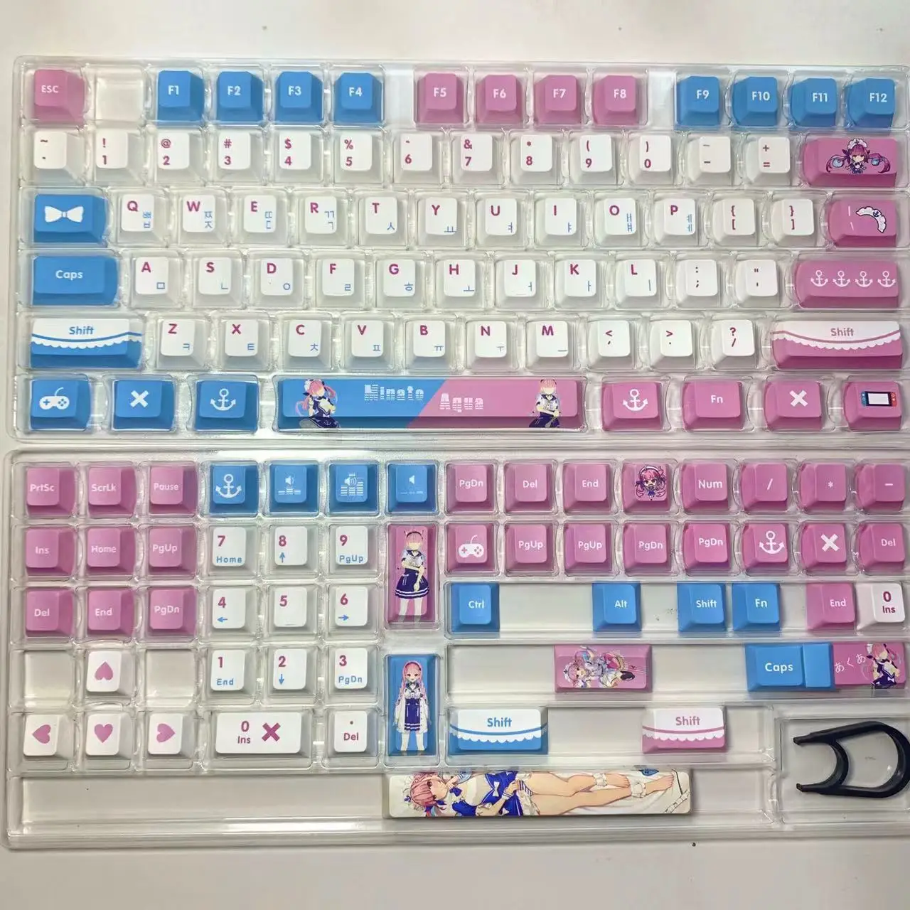 Korean Minato Aqua Key Cap Hololive Vtuber Key Cover PBT DYE Sublimation Cherry MX Axis Switch Keycap for Mechanical Keyboard