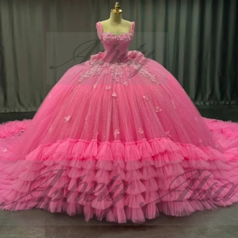 A3523 luxo princesa menina quinceanera vestido contas apliques ruched grande arco inchado tule baile de formatura festa pageant wear 15 16 personalizado