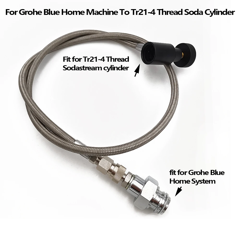 

CO2 Gas Quick Connect Adapter Hose For Sodastream Grohe Blue Home Machine Maker To Tr21-4 Thread Soda Cylinder