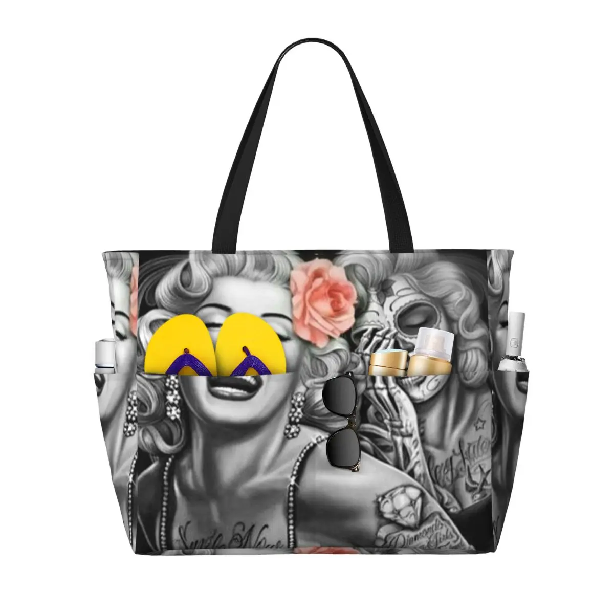 

Marylin Monroe Smile Now Cry Later Beach Tote Bag Sport Gym Yoga Duffle Large Tote Bag Women Travel Bag Fitness bag