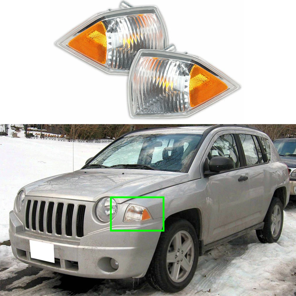 1 marcador lateral luz de señal de giro de esquina delantera luz de estacionamiento izquierda derecha para Jeep Compass 2007 2008 2009 2010 faro