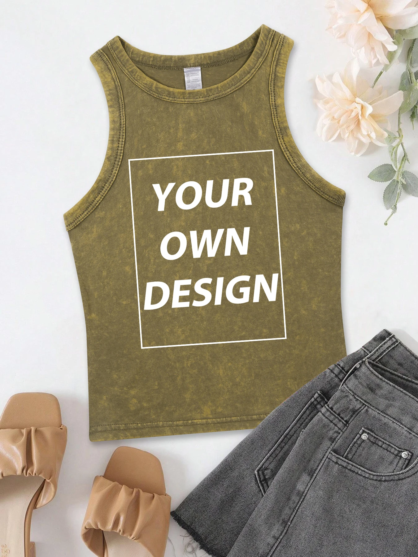 レディース カスタムロゴ入り サマーコットン タイトフィット ベスト ネイキッドネイブル セクシー トップス ウォッシュド ジョギングウェア クロップ 通気性 ストリートウェア