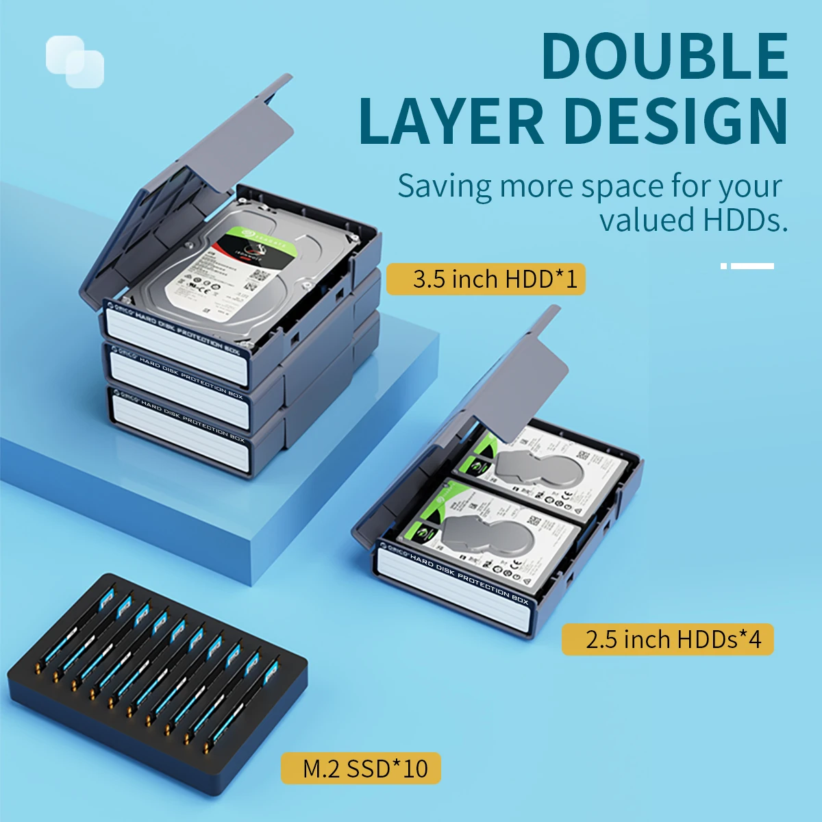 Orico hdd proteger caixa 2.5 3.5 Polegada caixa de armazenamento externo para hdd ssd com etiqueta à prova de umidade caso de disco rígido saco caixa de armazenamento