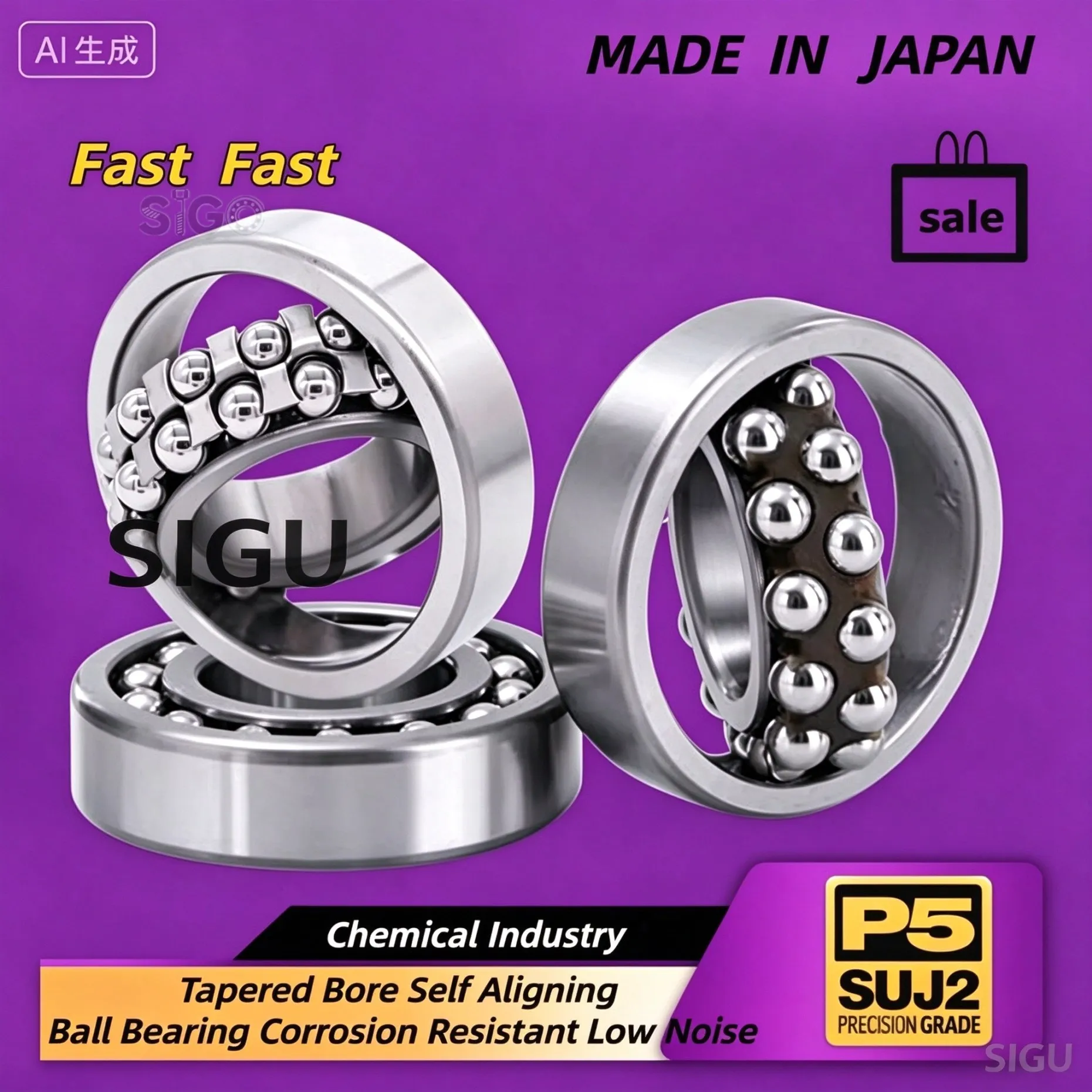 Tapered Bore1300 1301 1302 1303 1304 1305 1306 1307 1308 1309 K Imported Japan Double Self Aligning Ball Bearing Bearing Steel