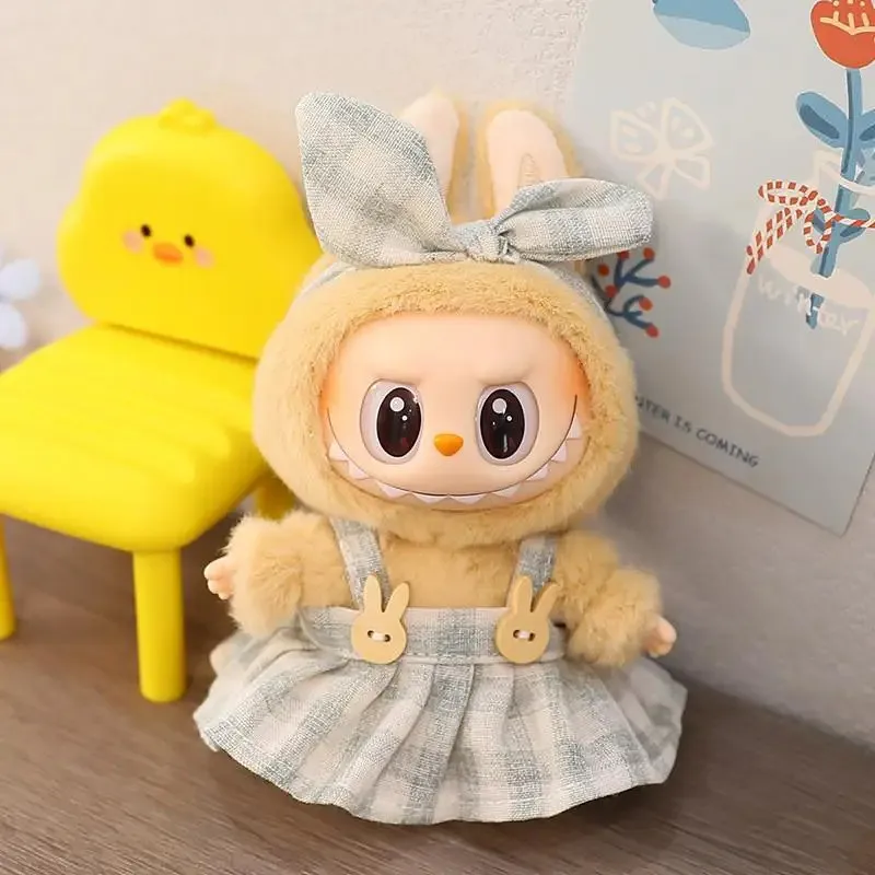7 ألوان القوس الترتر فستان من الشاش الملابس ل 17 سنتيمتر Labubu دمية الزي اكسسوارات الاطفال هدية فستان الحيوان الملحقات