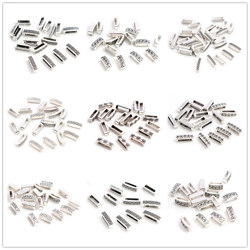 20pcs 16x6x6mm Beads Bails Pendants Jewelry Making DIY For 1cm PU Leather Bracelet Big Hole Beads Findings Hole Size 11x2mm