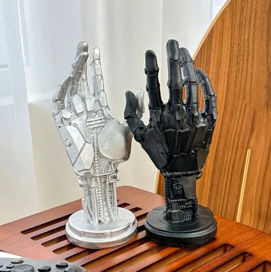 1pc Futuristic Cyberpunk Mechanical Arm Statue, Black Palm, Game Controller Holder, Headphone Stand, Desktop Decor, Perfect Gift