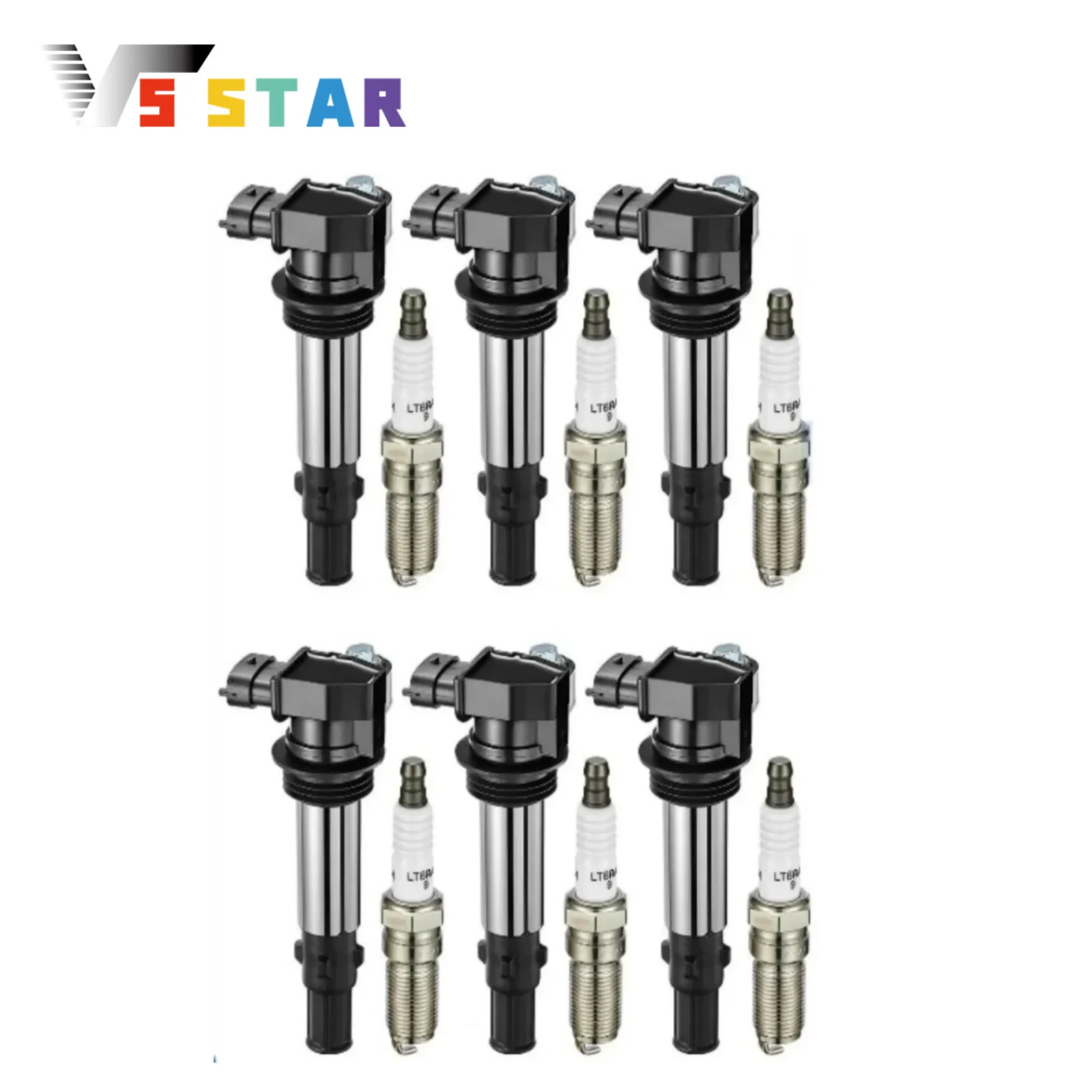 

12613057 12629037 6 катушек зажигания и 6 шт. свечей зажигания для Buick Rendezvous 3.6L 2005-2007 Cadillac CTS 2.8L 2004-2006 гг., черный