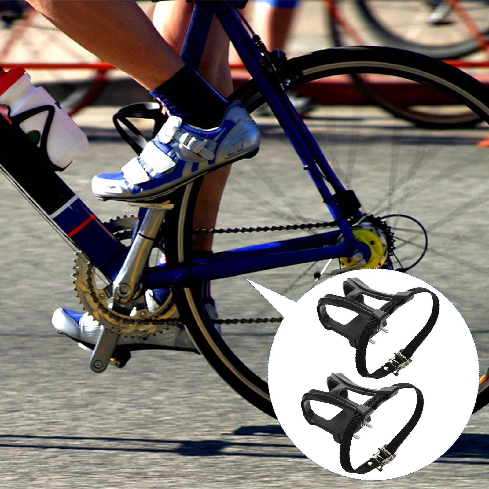

1 set 1 set 1 Set Bike Pedal Toe Clip Strap Adjustable Anti-Slip Cycling Shoes Holder Band Durable Plastic Road Bike Accessory