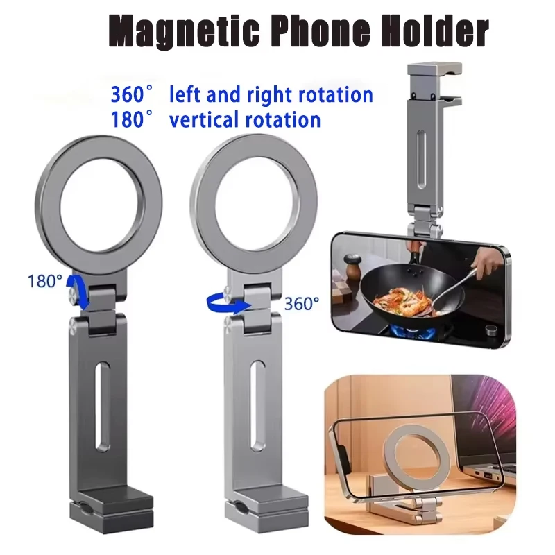 Supporto per telefono regolabile magnetico Xiaomi 360 ° Rotazione Supporto per telefono con presa multifunzionale Supporto con gancio pieghevole Rotazione flessibile