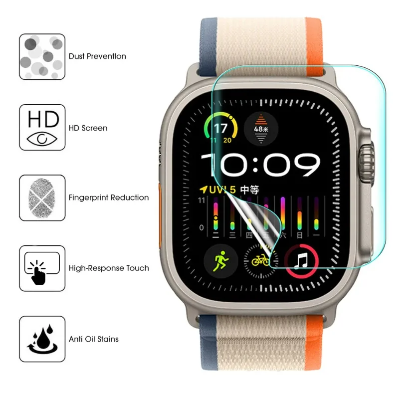 HD Transparent Screen Protector Film for Apple Watch Ultra2 Soft Hydrogel Film Protector Cover for IWatch Ultra2 41MM Not Glass image 2