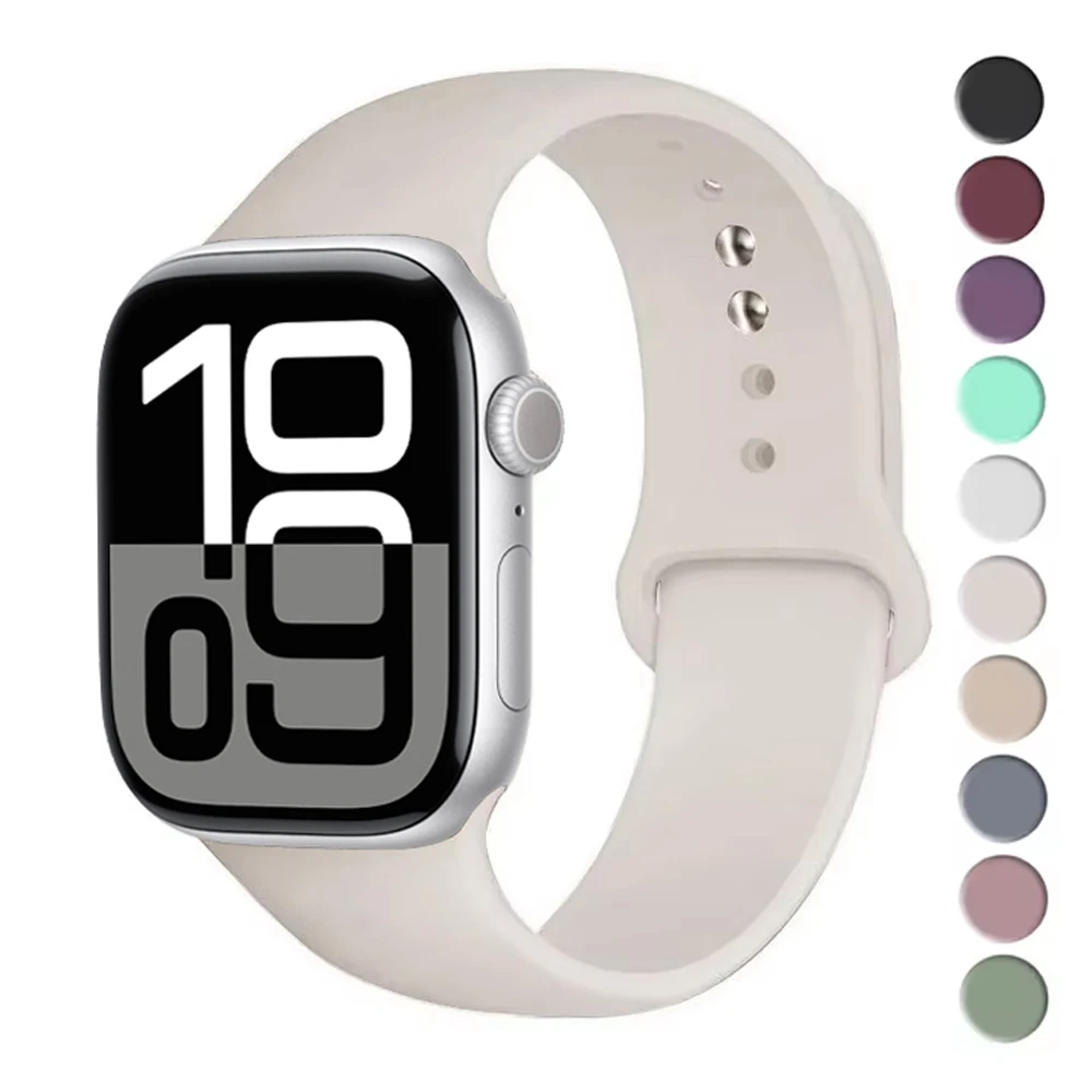 Straps For Apple Watch 10 Band 42mm 46mm 44mm 40mm 45mm 41mm Ultra 2 49mm Silicone correa bracelet iwatch series 9 7 8 se 5 6 4