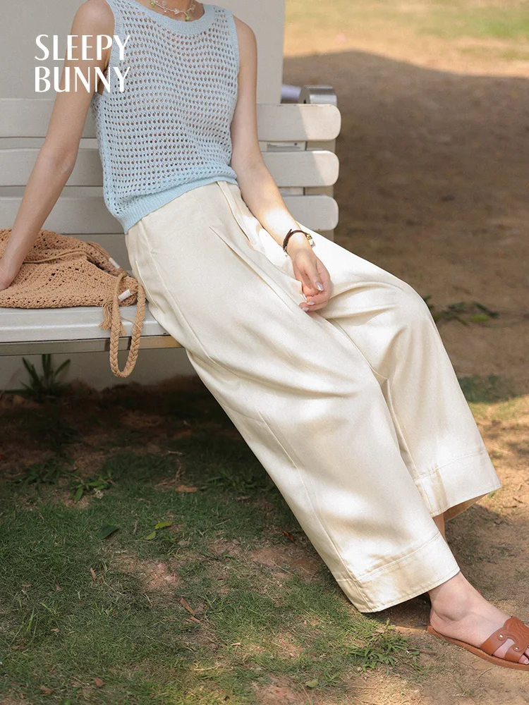 High Waist Lantern Pants Loose Wide Leg Cropped Trousers Lightweight Casual Summer Bottoms for Women Vintage Style Daily Wear