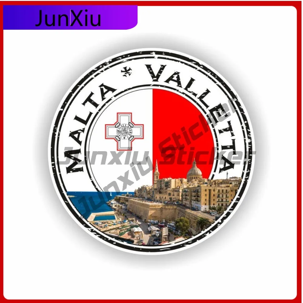 

Valletta Malta Seal Sticker Round Cool Laptop Bumper Durable Vinyl Vehicle Decor Vinyl Decal For Car Truck SUV Window Bumper