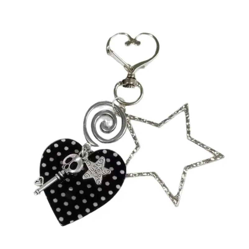 Y2K Stern-Herz-Polka-Dot-Anhänger Punk Koreanische Mode Schlüsselanhänger Schmuck Taschenanhänger Accessoires – Detail 6