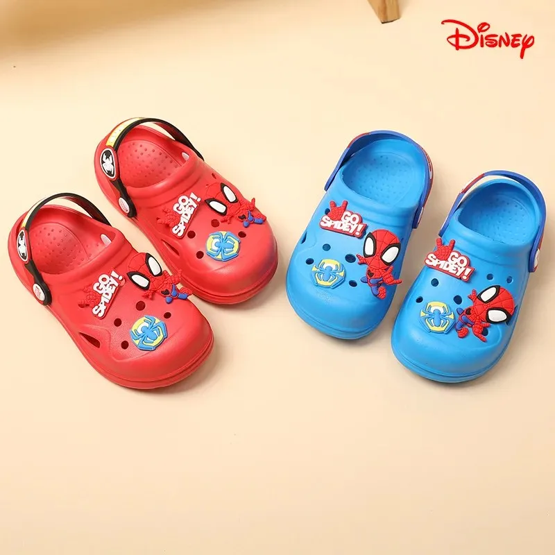 Disney Kids Slippers for Boys Summer Beach Indoor Slippers Cartoon Spiderman Home Soft Non-Slip Children Slippers Garden Shoes