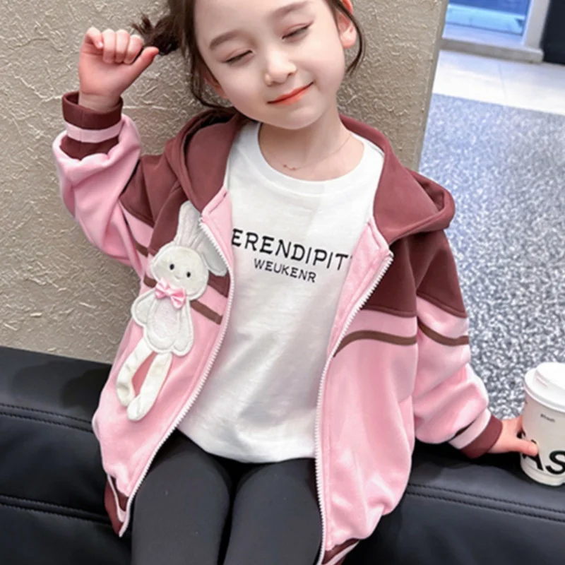 

Girls Coat Overcoat Jacket Windbreak Outerwear 2024 Cute Spring Autumn Cotton Outfits Sport Teenagers Children's Clothing