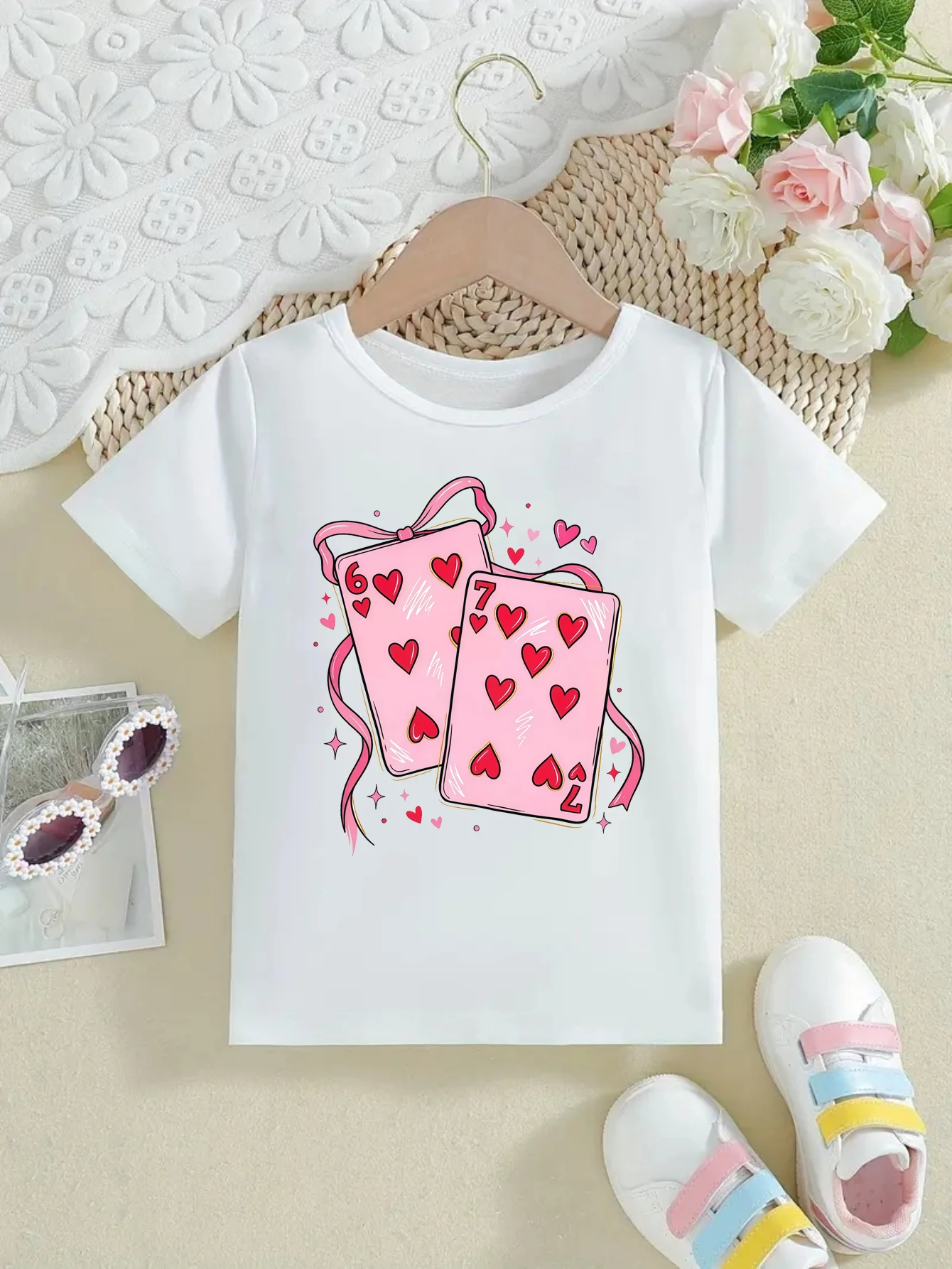 

Six Seven 67 Meme Hearts Bow Printed T Shirt Girls Valentine'S Day Gift T-Shirt Kawaii Kids Clothes Summer Short Sleeve Shirt