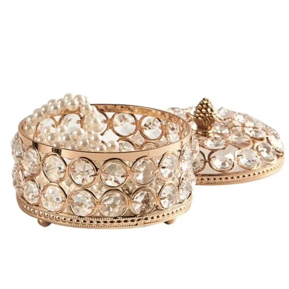 صندوق مجوهرات كريستال فاخر زجاج معكوسة متألقة قلادة حلقة عرض حافظة ديكور محمولة منظم القرط #2