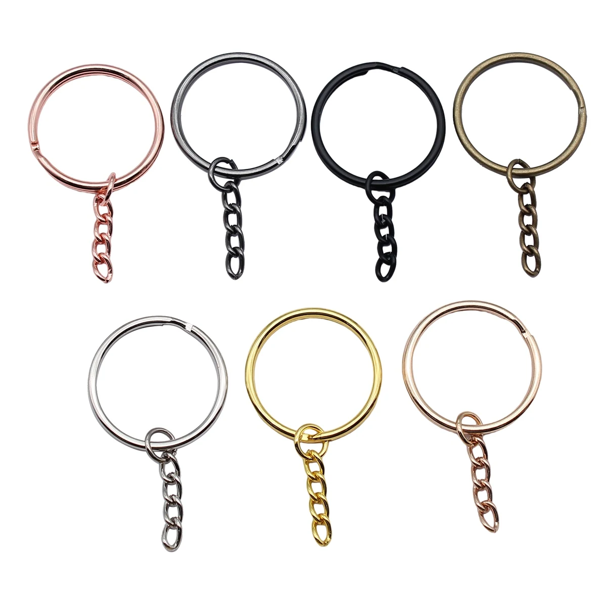 WYSIWYG 10pcs 7 Colors 25mm/30mm Round Wire Keyring Keychain With Chain Jewelry Accessories Jewelry Findings For Jewelry Making