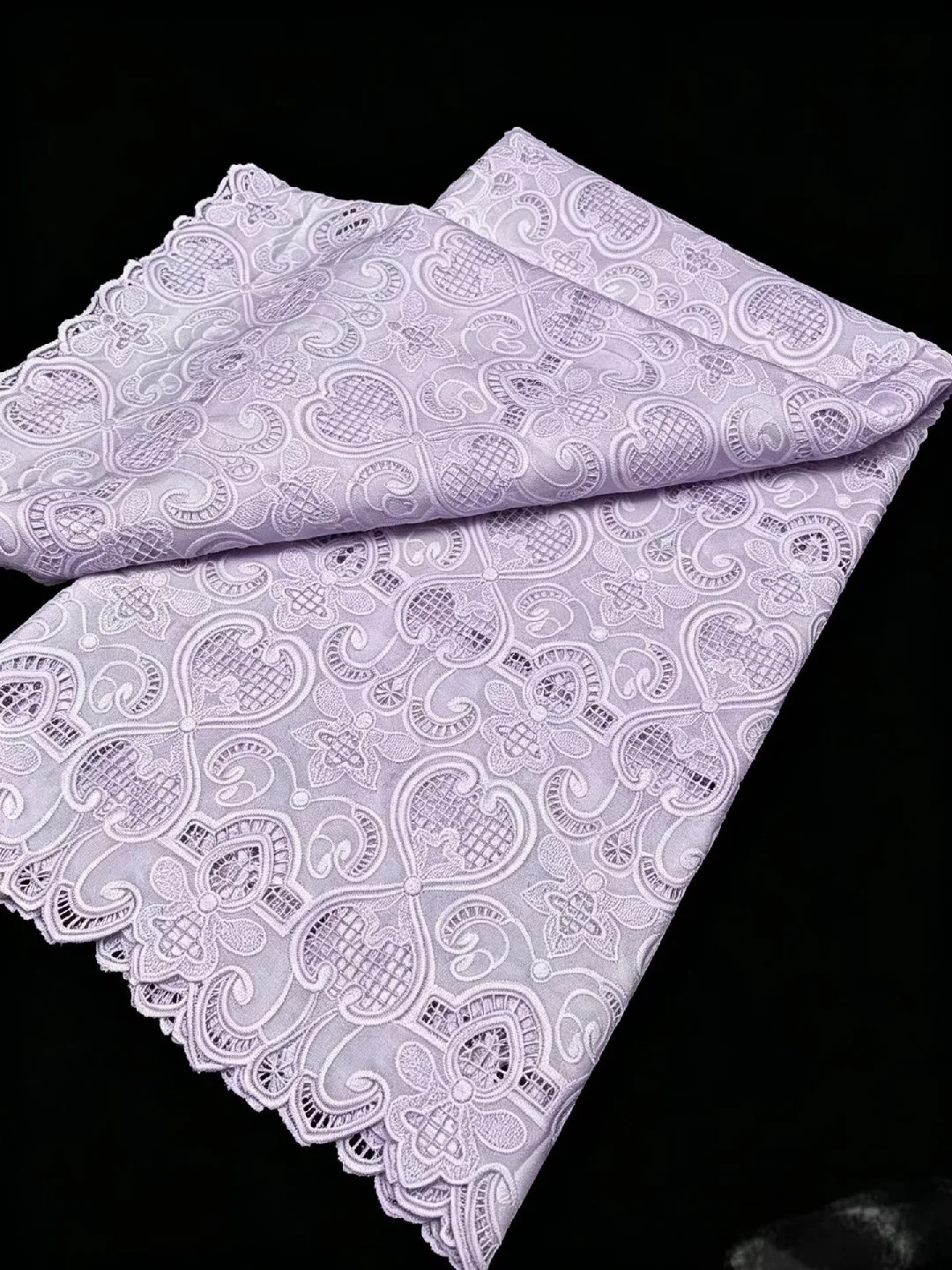 African Nigerian Tulle Lace Fabric for Dress Sewing High Quality Damask Cotton Pure Embroidery Wedding chiffon 5Yard AT2988A-1 view 6