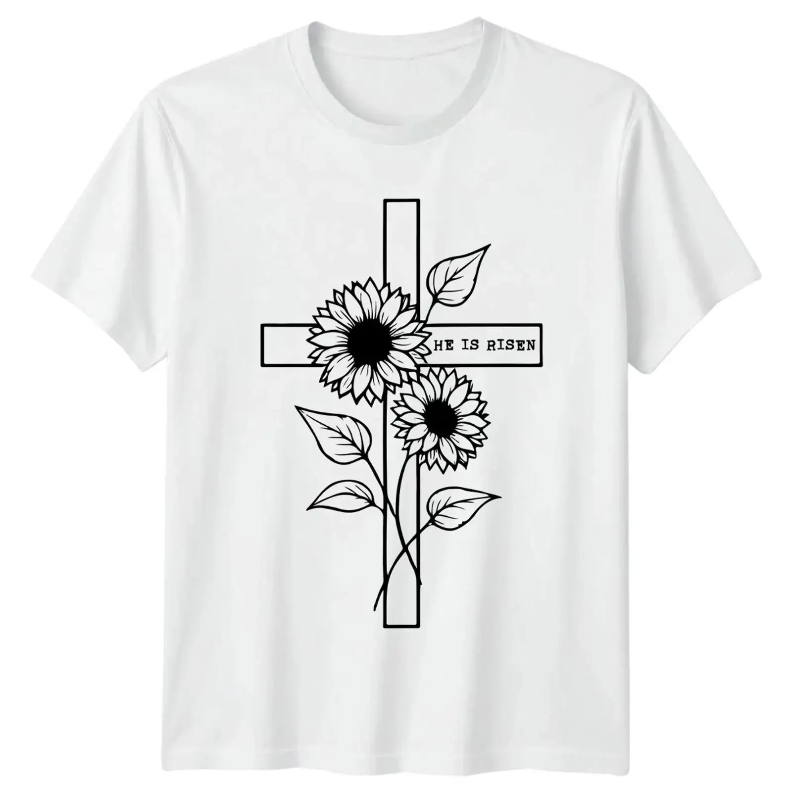 Er ist auferstanden Damen T Shirt Blumen Kreuz christlich Ostern Geschenk für Sie vintage Washed designer clothes Versatile