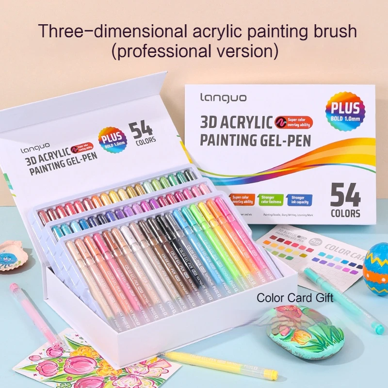 Languo Driedimensionaal Effect Acryl Schilderen Gel Pennen Set 1.0mm Tip Kawaii Briefpapier Student Kleur Tekening Pen Art levert