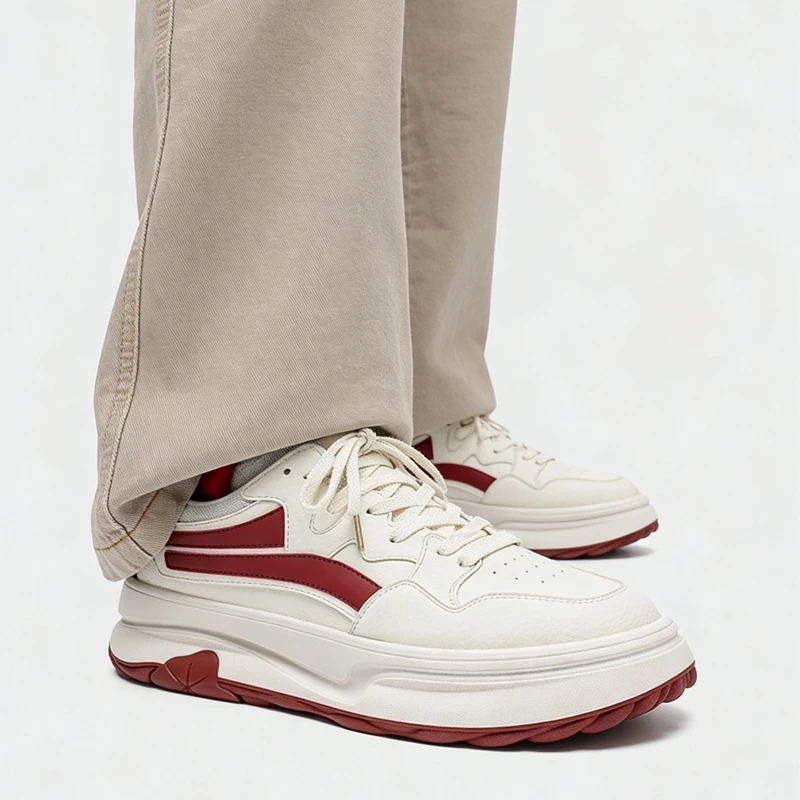 Youth Trend White Skate Sneakers,Thick Sole Height Boost All-match Fashion Casual Shoes,Non-slip Durable Outdoor Sports Footwear