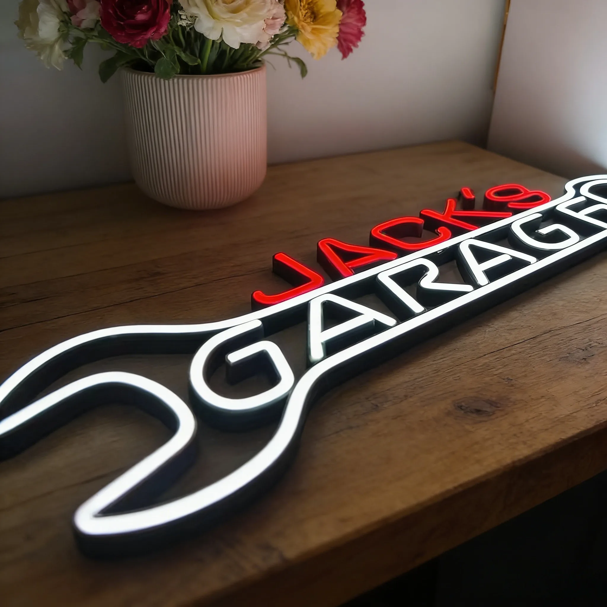 Custom Personalized Garage Neon Signs LED Light Up Man Cave Wall Decor Workshop Car Sign, Unique Gift for Dad Husband Car Lover