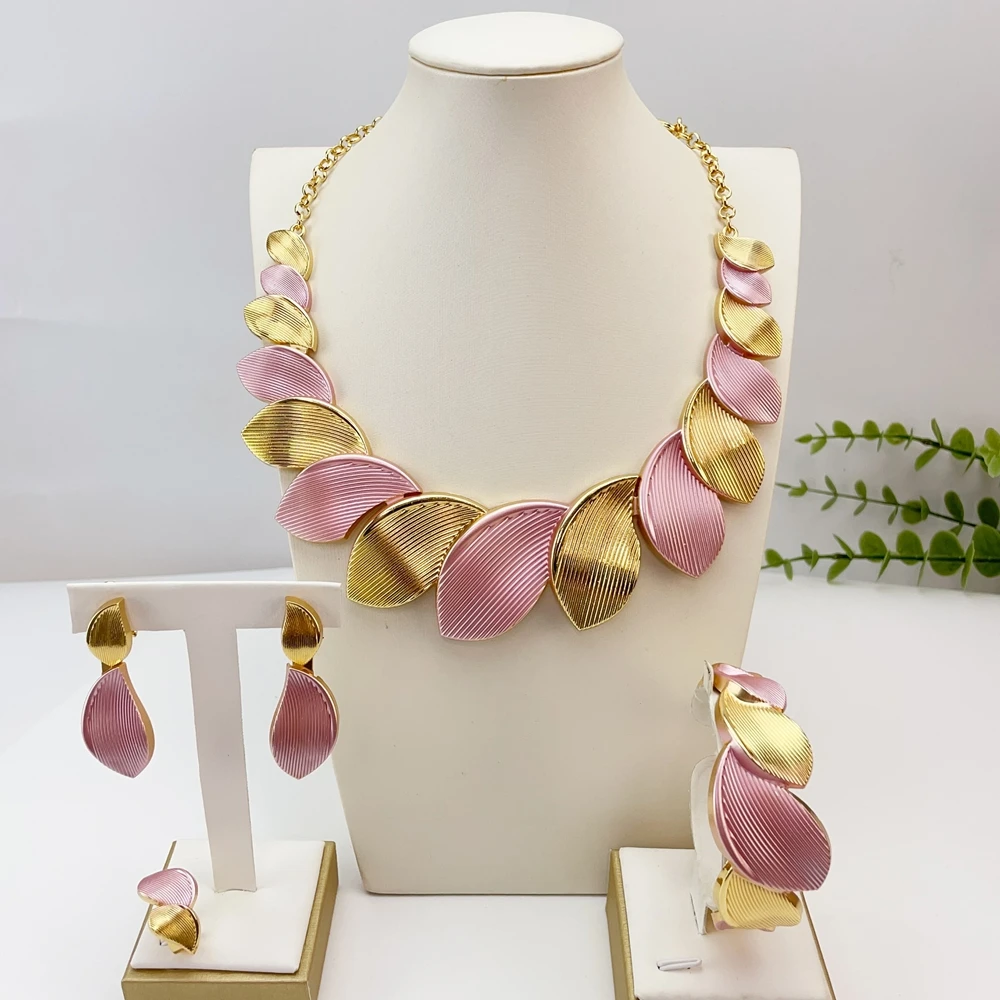 Italian Dubai Simple Style Big Bold Necklace Luxury Quality African Bride Jewelry Set For Women Party Gifts FHK29050