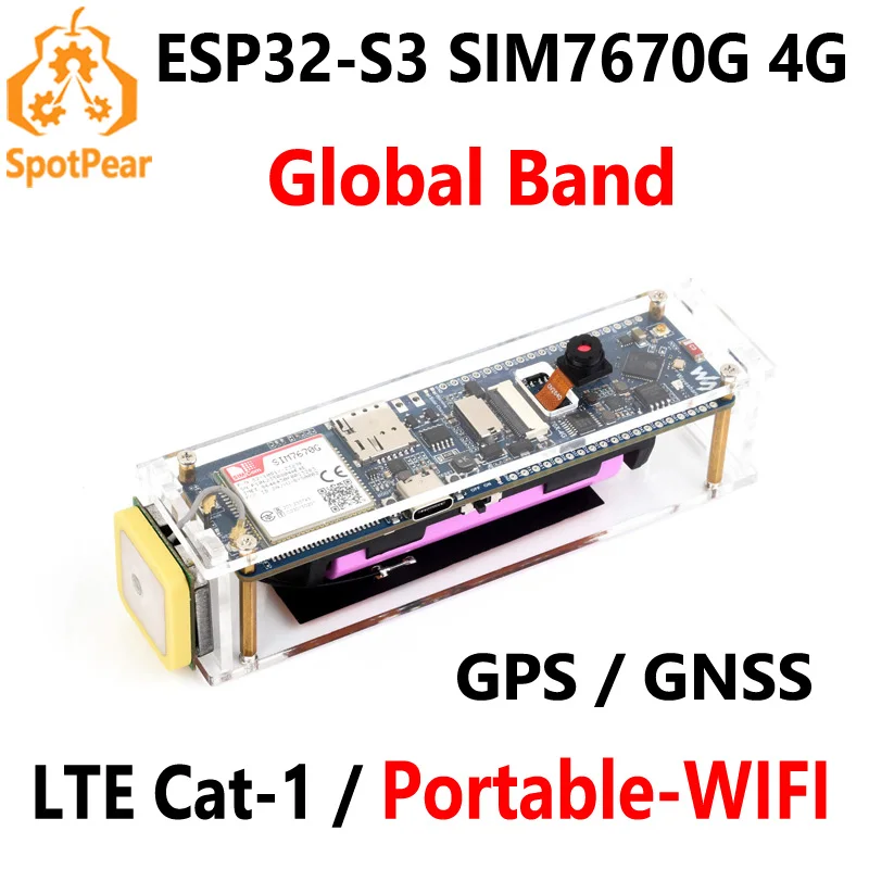 ESP32-S3 SIM7670G 4G Development Board With Camera LTE Cat-1 / 4G / GNSS / GPS Global Band Portable WiFi Bluetooth